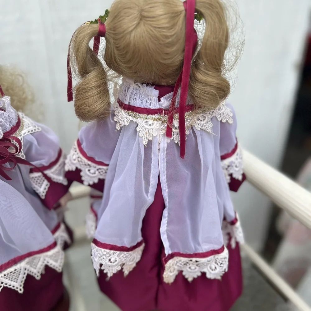 Hand Crafted Porcelain Caroler Dolls Set